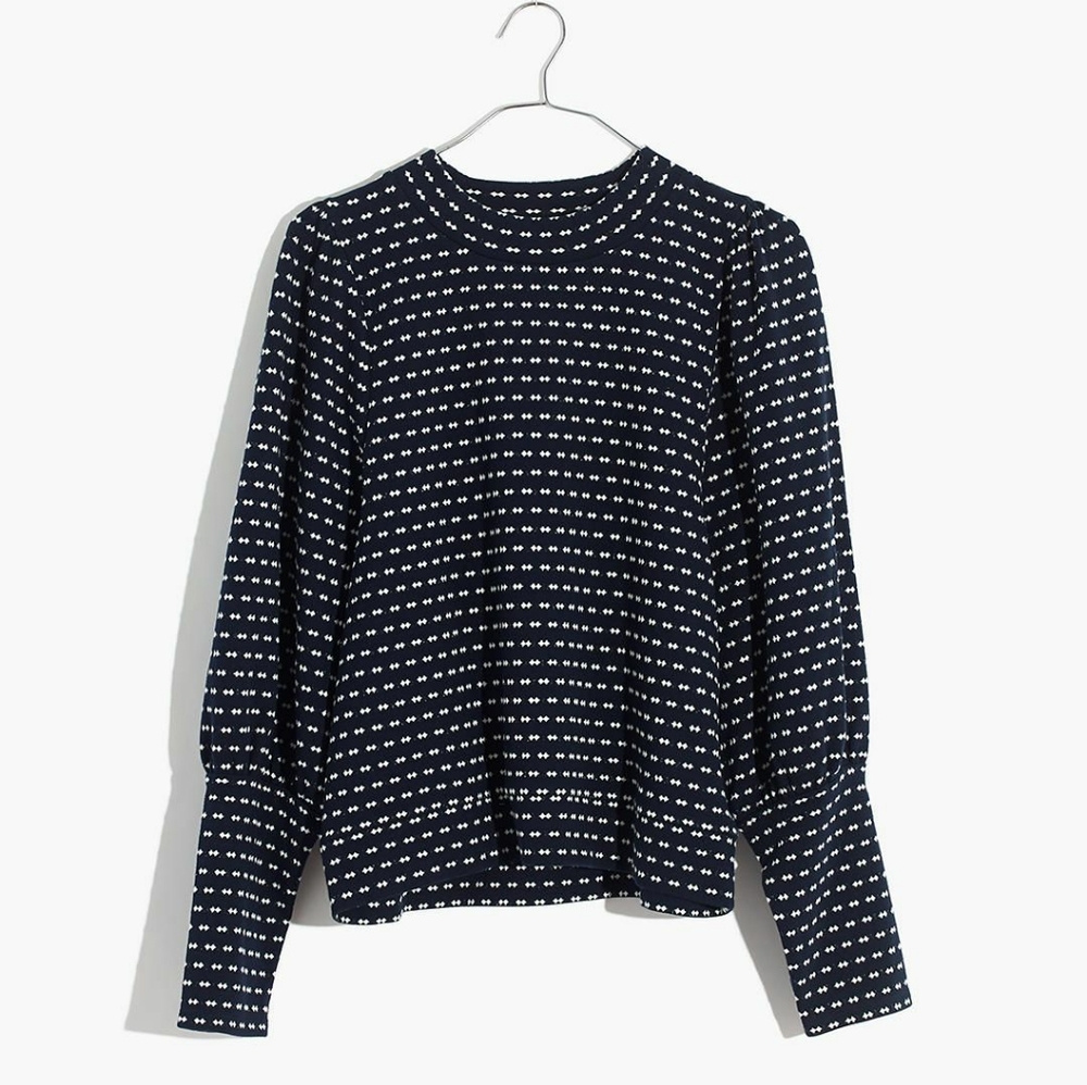 NWT Madewell Puff-Sleeve Top in Bow Tie Jaquard S